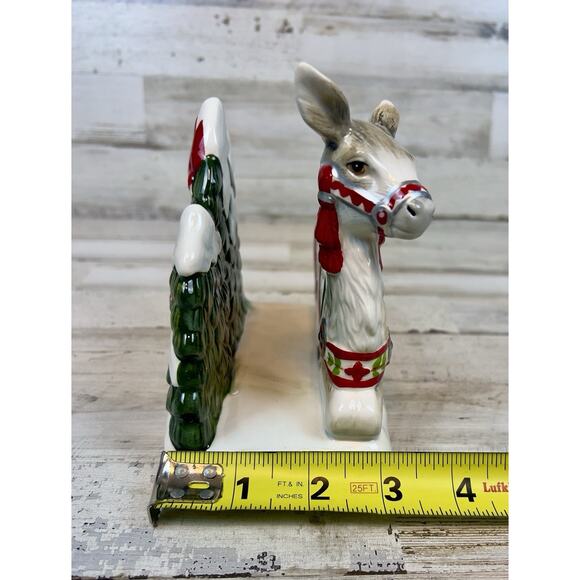 Fitz & Floyd Winter White Holiday Donkey Napkin Holder Ceramic Christmas - Picture 9 of 9